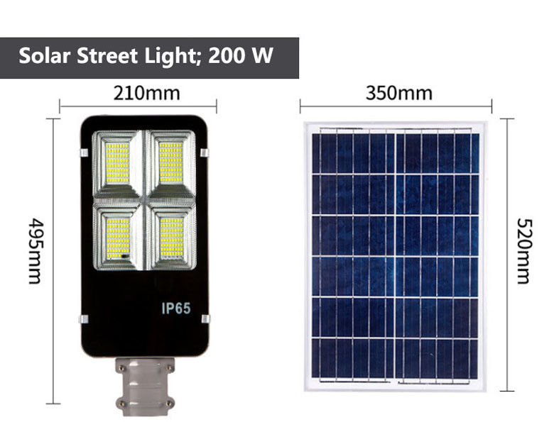 300W 400W IP65 Waterproof Aluminium Solar LED Street Light with Remote Control and Pole