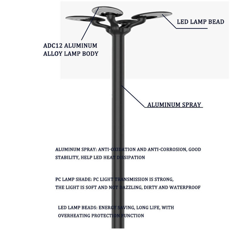 Garden Lights High Pole Lights 2.5-3.5m 40-60W LED Solar Street Lights Product Weight 23kg